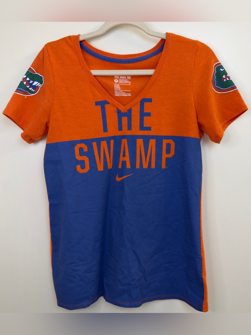 Nike Women’s Florida Gators "The Swamp" V-Neck T-Shirt Orange & Blue Size Medium